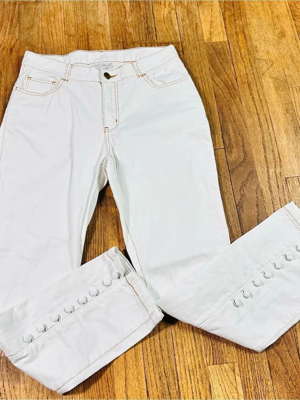 Soft Surroundings White Ankle Button-Cuff Jeans